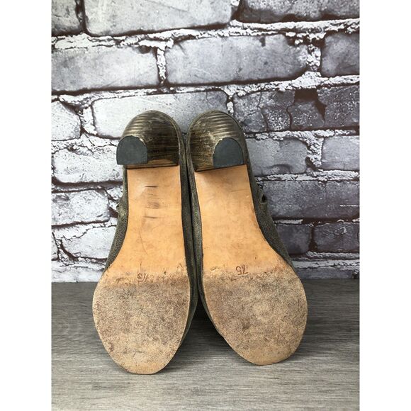 Calleen Cordero Green Leather Peep Toe Booties Stud Wood Heel Western Women 7.5M - Picture 10 of 16